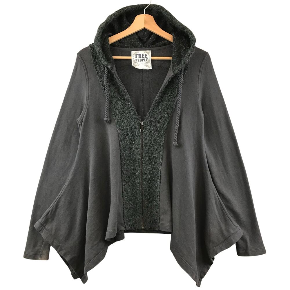 Free People Y2K Handkerchief Hem Zip Up Jacket Gray Size S Goth